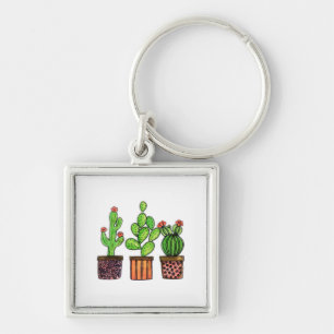 Porte-clés Cute Watercolor Cactus