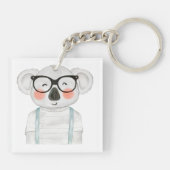 Porte-clés Cute Watercolor Koala with Glasses (Dos)