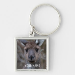 Porte-clés Cute Western Grey Kangaroo Face Australie