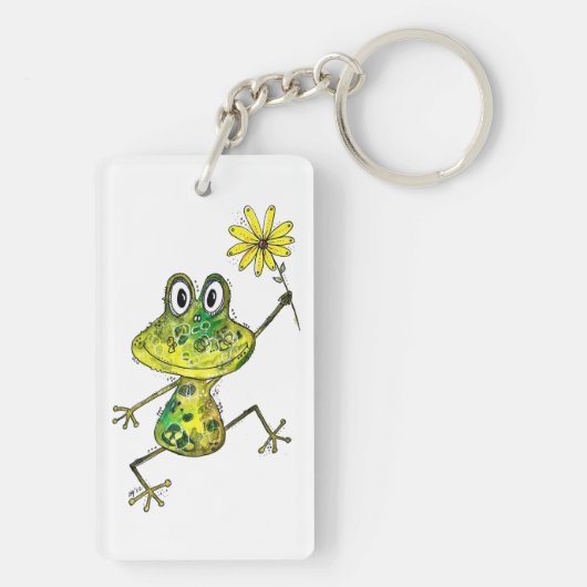 Porte-clés Cute Whimsical Happy Frog (Dos)