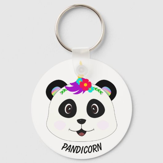 Porte-clés Cute Whimsical Panda Unicorn Pandicorn (Verso)