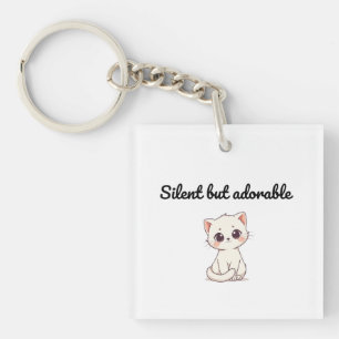 Porte-clés Cute White Kitten Keychain – Fun Gift for Cat Love