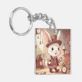 Porte-clés Cute White Rabbit Wonderland Whimsical Timekeeper (Devant gauche)