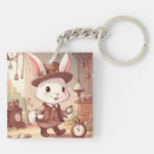 Porte-clés Cute White Rabbit Wonderland Whimsical Timekeeper (Dos)