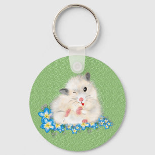 Porte-clés Cute white Syrian hamster accessories, green polka