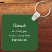 Porte-clés Cute Wild Rabbit Photo Dark Green Happy Spring (Verso)