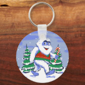 Porte-clés Cute yeti christmas in forest (Recto)