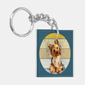 Porte-clés Cute Yorkie Terrier Chien Arrière - plan rétro (Devant gauche)