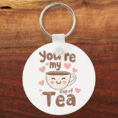 Porte-clés Cute "You're My Cup of Tea" Pun (Verso)
