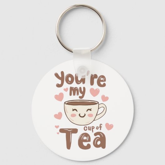 Porte-clés Cute "You're My Cup of Tea" Pun (Verso)