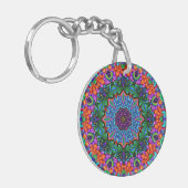 Porte-clés Cyan et Sapphire Kaleidoscope Mandala Porte - clé (Devant gauche)