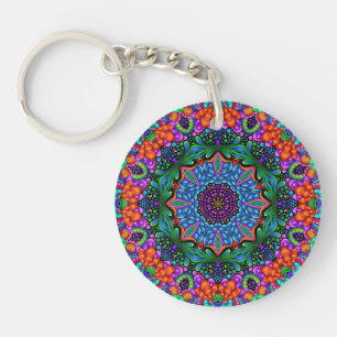 Porte-clés Cyan et Sapphire Kaleidoscope Mandala Porte - clé