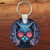 Porte-clés Cyber Chat Futuriste (Recto)