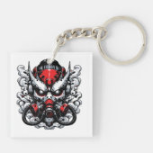 Porte-clés Cyber Oni : Masque de Guerrier de la Fumée (Dos)