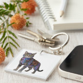 Porte-clés Cyberpunk Circuit Cat – Neon Tech Beast (Devant Droit)