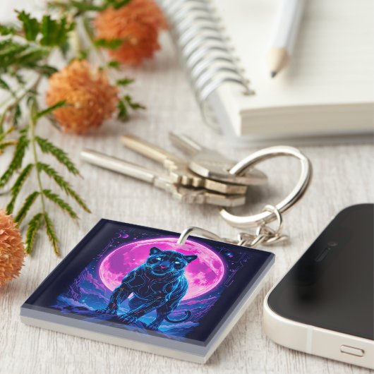 Porte-clés Cyberpunk Neon Black Panther (Devant Droit)