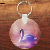Porte-clés Cygne blanc flottant sur un lac brumeux (Recto)