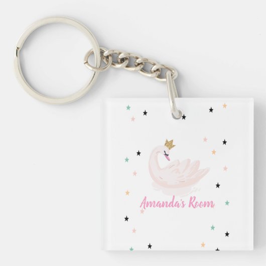 Porte-clés Cygne chic, Étoiles, Princesse (Devant)