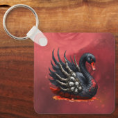 Porte-clés Cygne noir d'os – Élégance gothique (Recto)