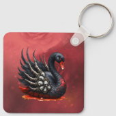 Porte-clés Cygne noir d'os – Élégance gothique (Dos)