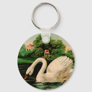 Porte-clés Cygne vintage dans le lac