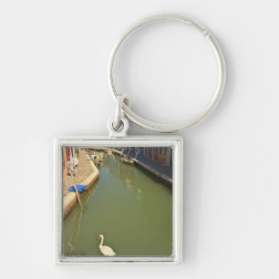 Porte-clés Cygnes dans un canal, île de Burano, Venise, Itali