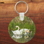 Porte-clés Cygnes et cygnets dans les lacs (Verso)