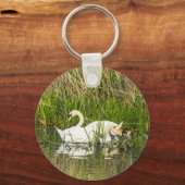 Porte-clés Cygnes et cygnets dans les lacs (Recto)