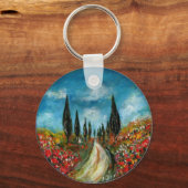 PORTE-CLÉS CYPRÈS ET POPIES EN TOSCANE (Recto)