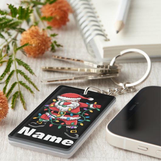 Porte-clés Dabbing Santa Funny Personalized Christmas Gift (Devant droit)
