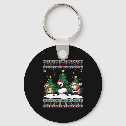 Porte-clés Dabbing Santa Reindeer Panda Tree Lights Ugly Xmas (Recto)