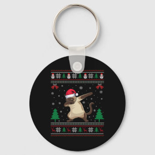 Porte-clés Dabbing Siamese Chat Santa Hat Garçons Filles Enfa