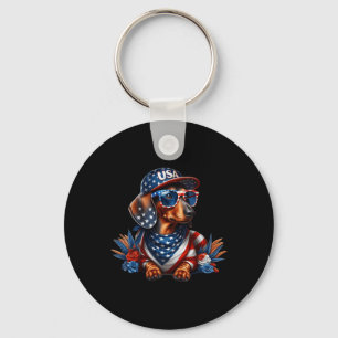Porte-clés Dachshund 4 juillet chien patriotique teckel quatr