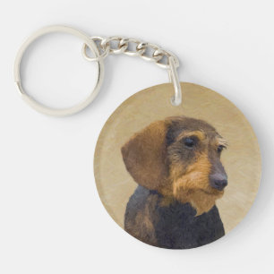 Porte-clés Dachshund (À poils durs) Peinture Chien Art origin