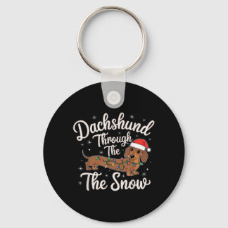 Porte-clés Dachshund à travers la neige Décor de Noël pour ch