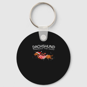 Porte-clés Dachshund À Travers La Neige Drôle Chien Noël Cla