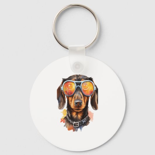Porte-clés Dachshund avec lunettes de soleil (Recto)