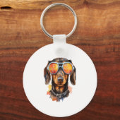 Porte-clés Dachshund avec lunettes de soleil (Recto)