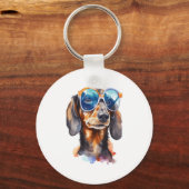 Porte-clés Dachshund avec lunettes de soleil (Recto)