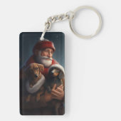 Porte-clés Dachshund Avec Noël Festif Du Père Noël (Dos)