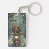 Porte-clés Dachshund Chien équitation moto Noël (Dos)