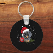 Porte-clés Dachshund Chien sapin de Noël Lumière Père Noël No (Recto)