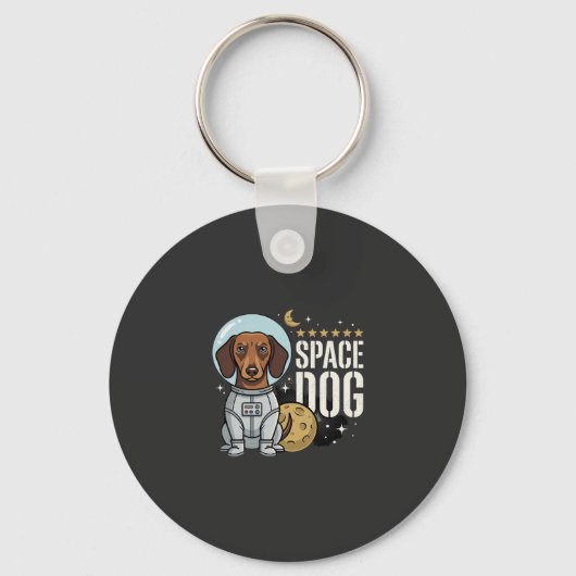 Porte-clés Dachshund Chien Spatial Astronaute Vecteur (Recto)