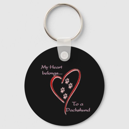 Porte-clés Dachshund Coeur Appartient (Recto)