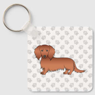 Porte-clés Dachshund de dessin animé mignon aux longs cheveux