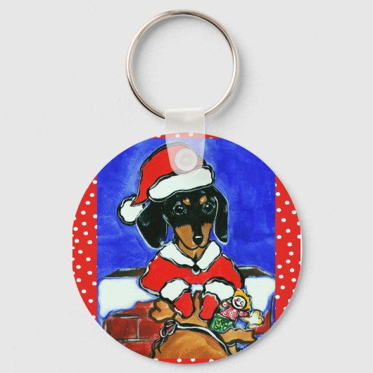 Porte-clés Dachshund de Noël (Recto)
