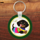 Porte-clés Dachshund Dessin 2 Monogramme (Recto)