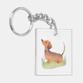 Porte-clés Dachshund Dog | Cute Dog Pet Watercolor (Devant gauche)