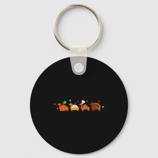 Porte-clés Dachshund Dog Pumpkin E Turkey Thanksgiving (Recto)