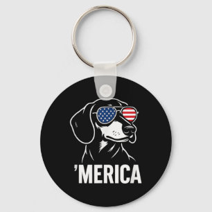 Porte-clés Dachshund drôle Merica Chien Drapeau Américain Lun